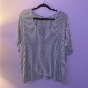 Charlotte Russe low striped V- neck